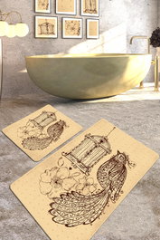 Mijölnir Juego de alfombras de baño Camel y Marrón